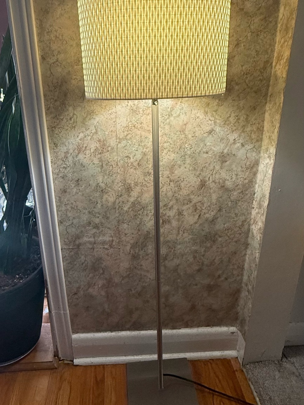 Modern Silver Floor Lamp with Cream Shade - Unbranded